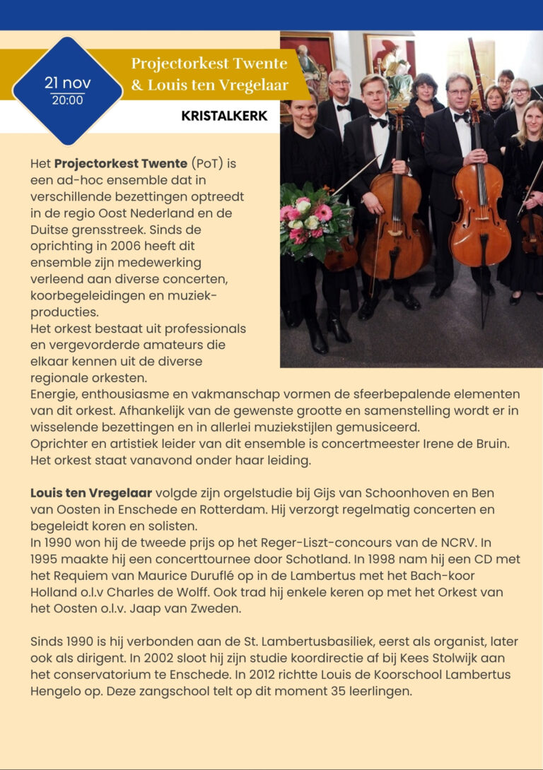 Projectorkest Twente & Louis ten Vregelaar — muziek in Hengelo